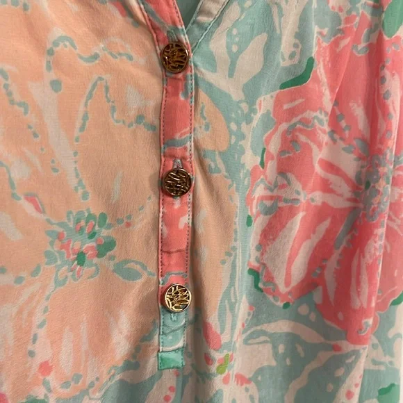 EUC Lilly Pulitzer silk sleeveless top.  Size L - Picture 3 of 6